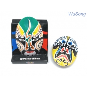 Calvin's Puzzle Art Collection - Chinese Opera FACE-OFF Cube (Green & Yellow Masks)